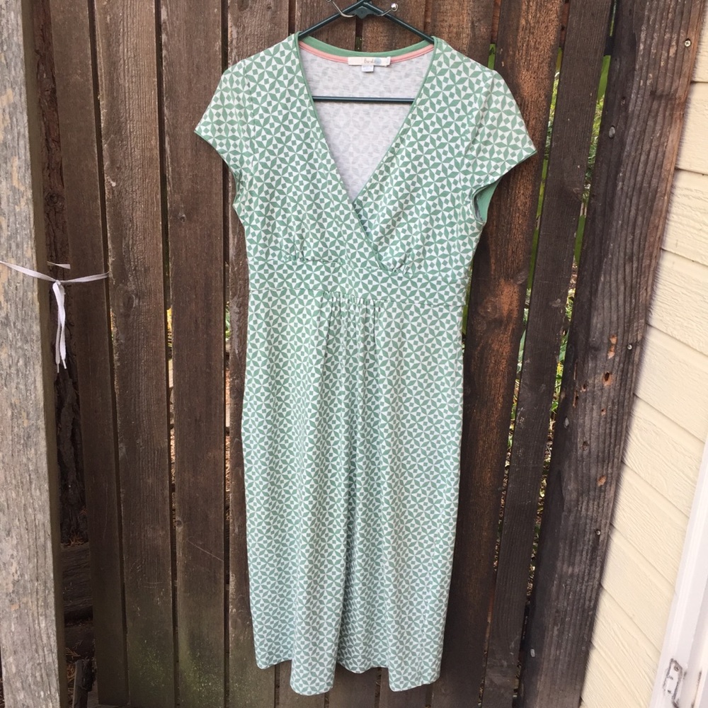 Boden Jersey Crossover Dress Green/White Size 6L
